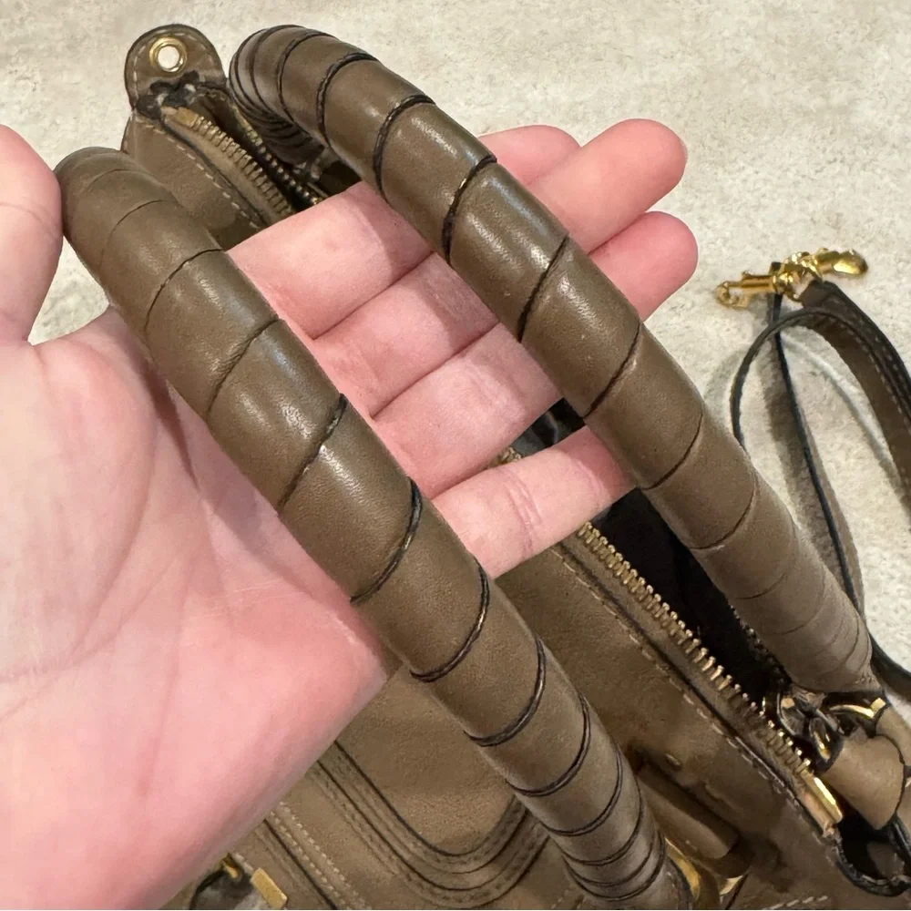 Chloe Medium Marcie double carry handbag purse in nut leather brown taupe - Picture 5 of 17